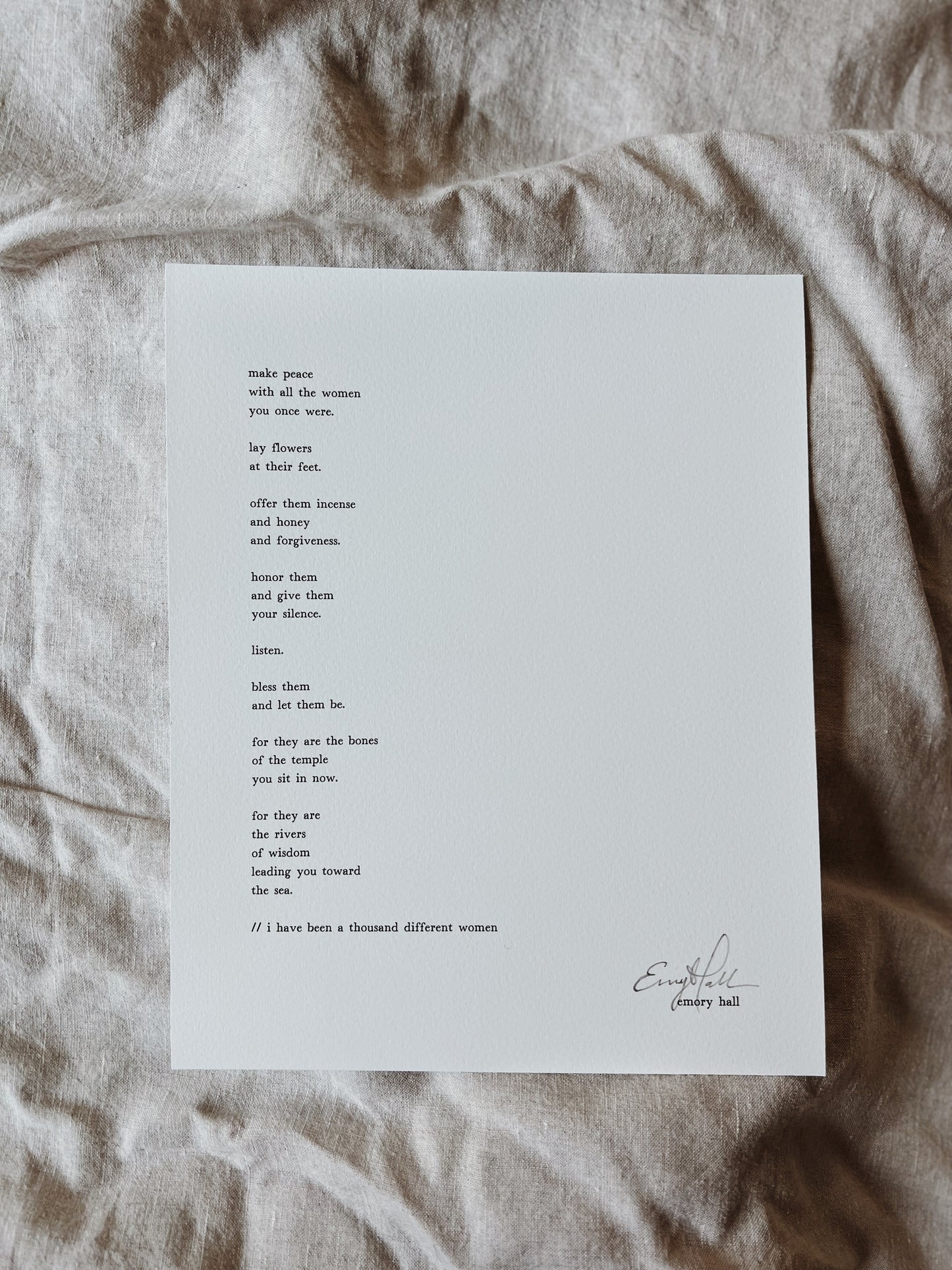 i have been a thousand different women | poetry print