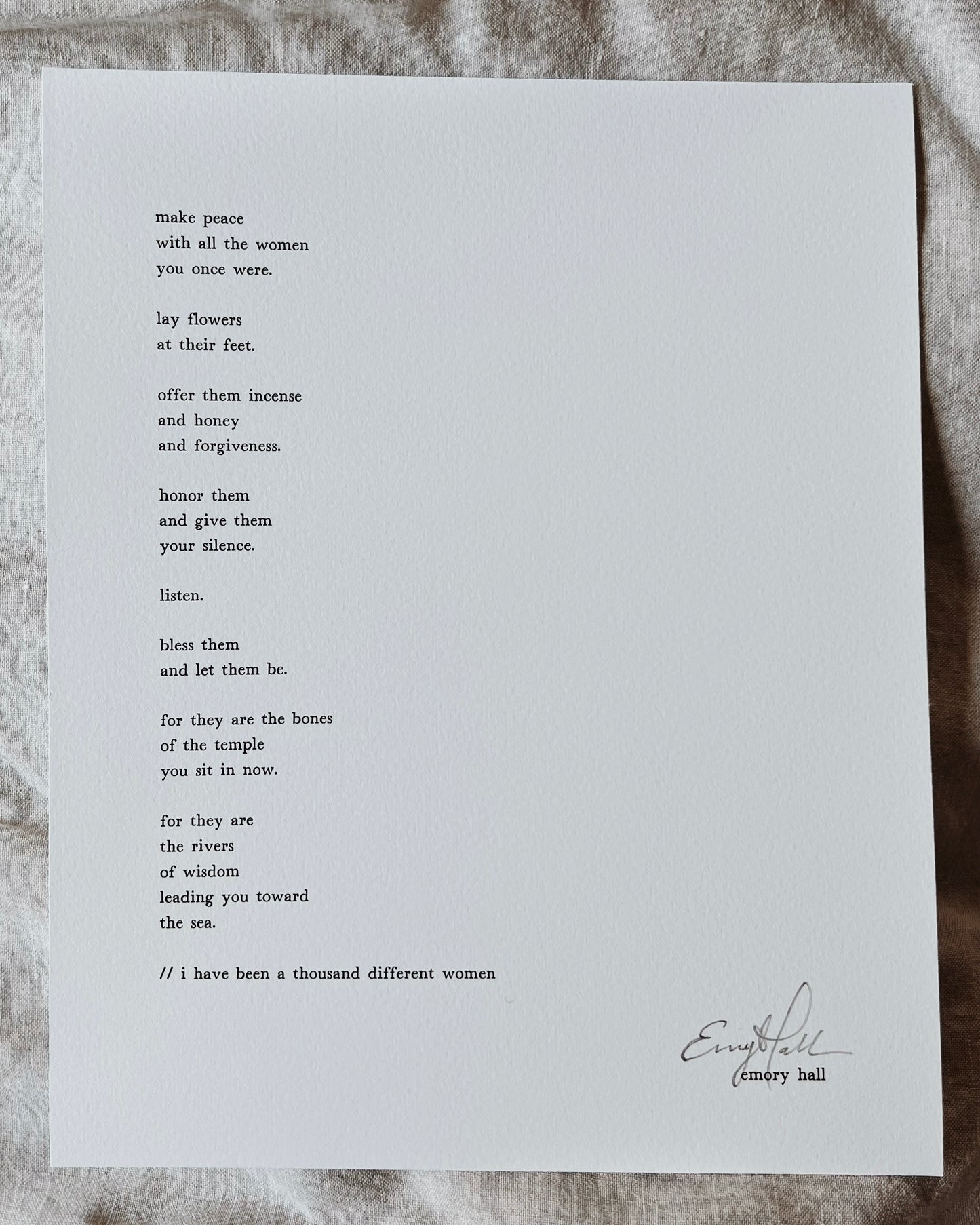 i have been a thousand different women | poetry print