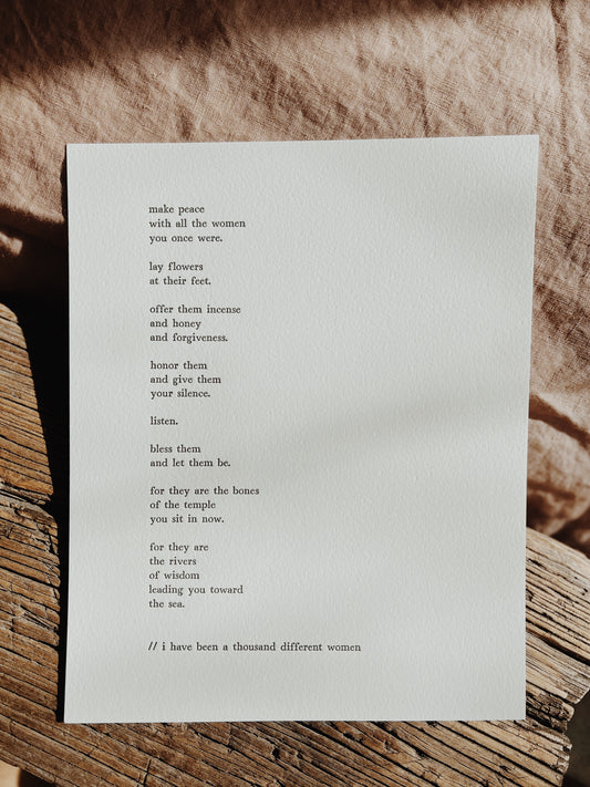 i have been a thousand different women // special edition letterpress print
